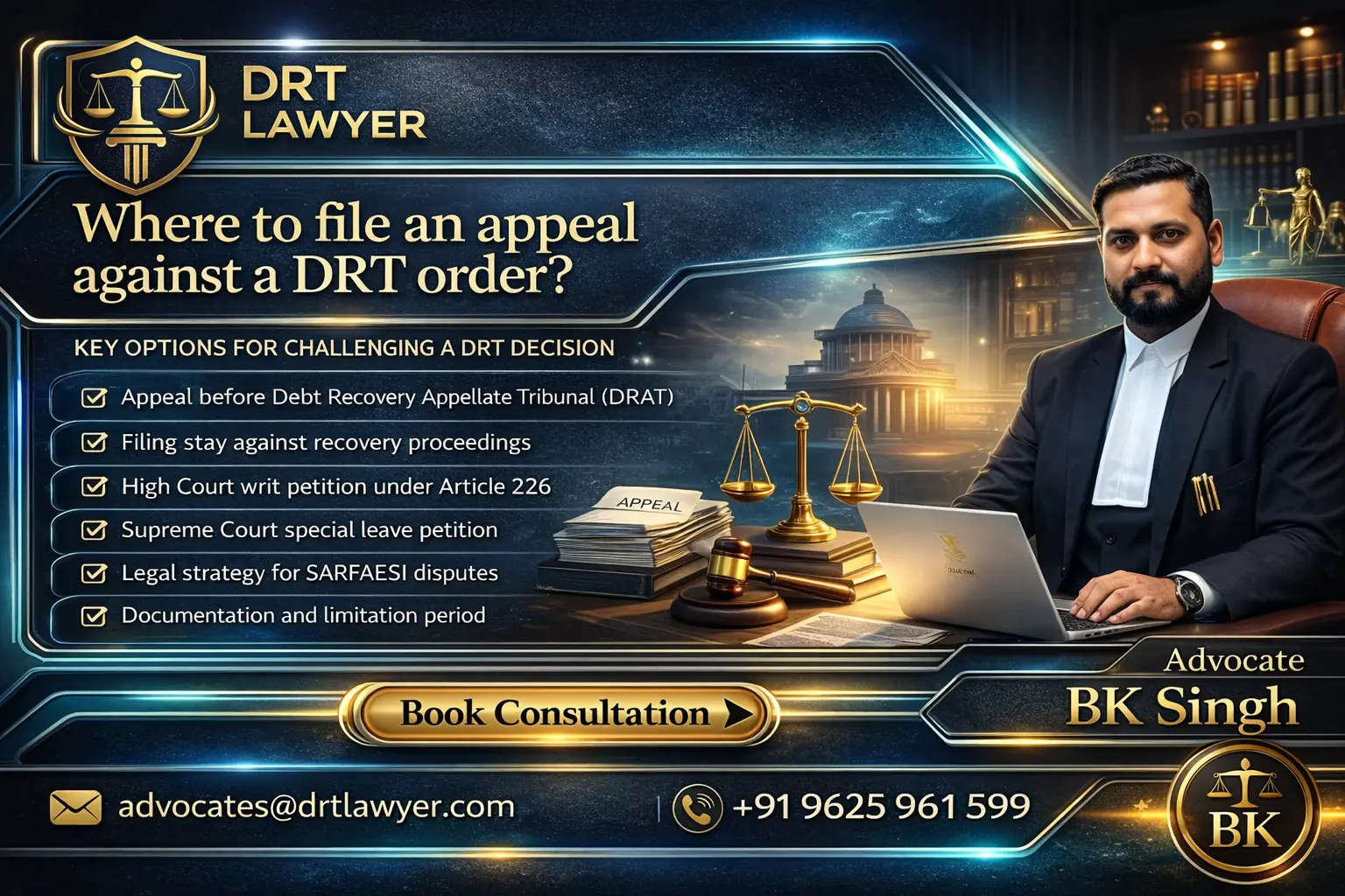 Where to file an appeal against a DRT order?